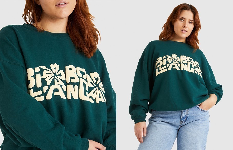 woman wearing billabong crew fleece