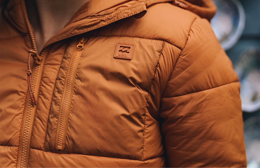 close up of billabong puffer jacket