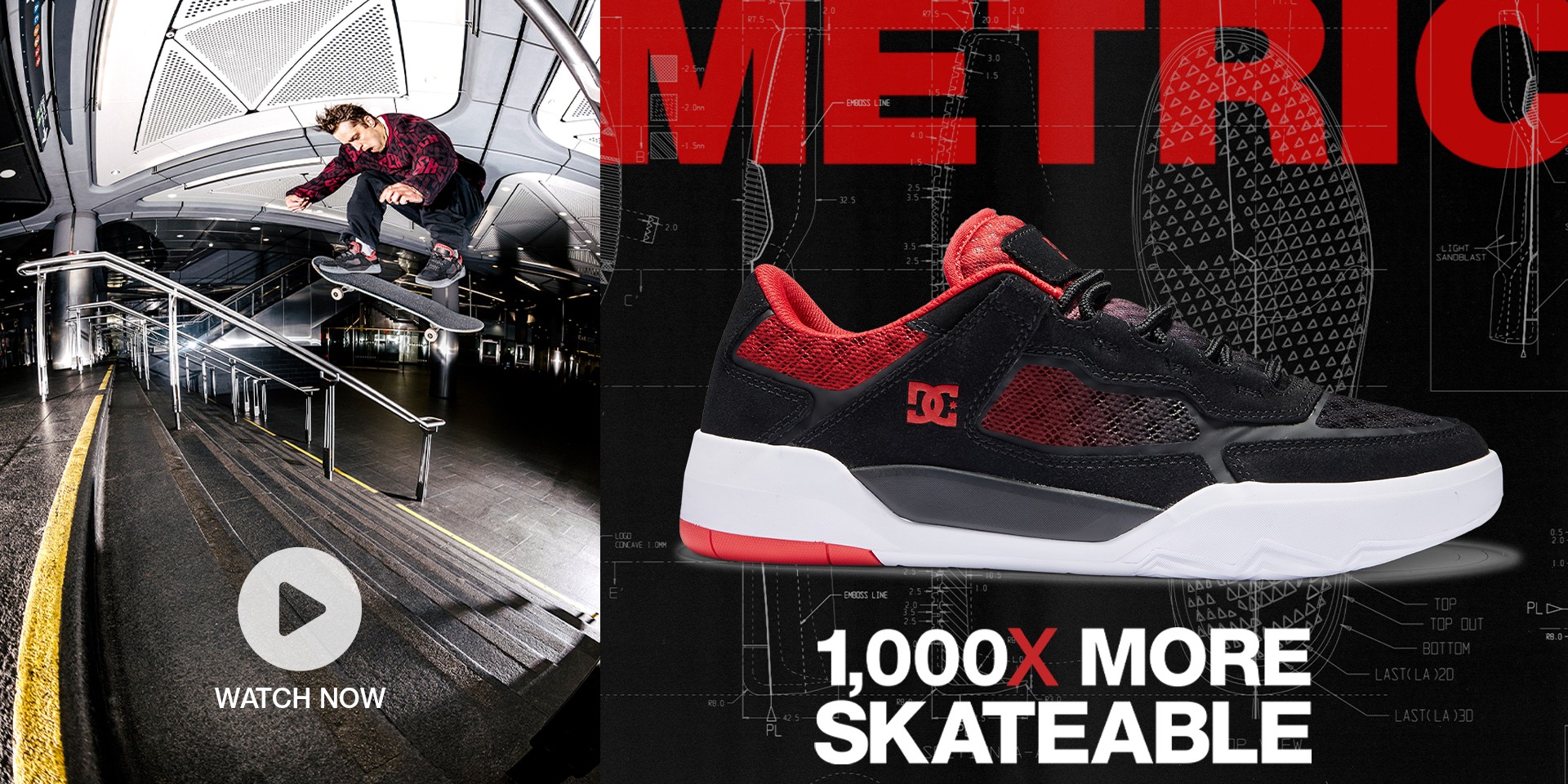 DC Metric S Leather Skate Shoes for Men DC Shoes