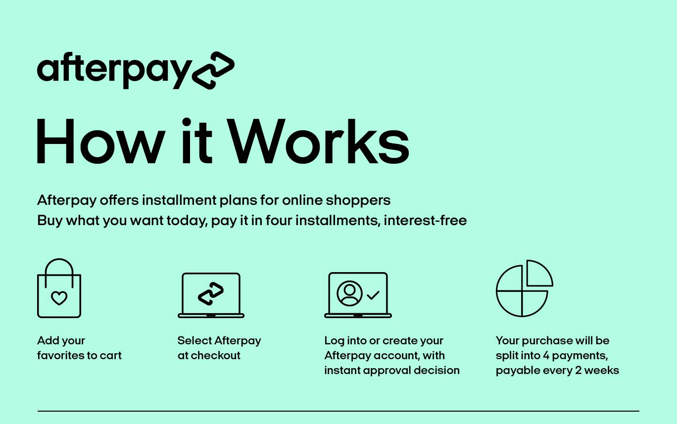 That's right !! We now offer Afterpay ! Buy now & pay later