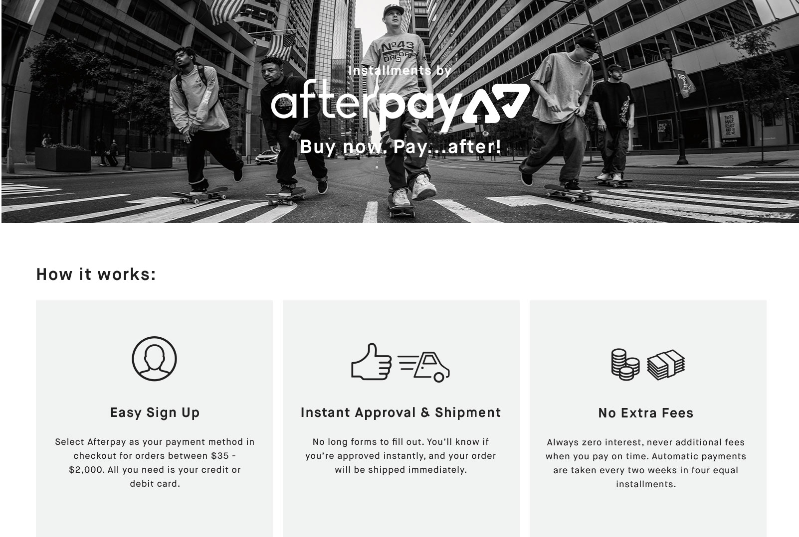 Afterpay Available, Buy Now Pay Later