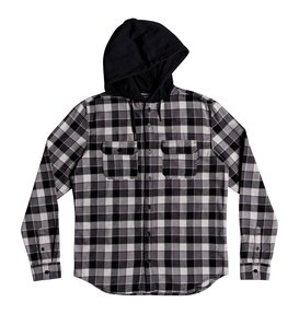 dcshoes, Runnels - Camisa de franela de manga larga con capucha
, BLACK (kvj0) Runnels - Long Sleeve Hooded Flannel Shirt EDBWT03046