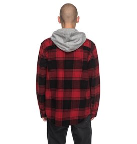 dcshoes, Runnel Flannel - Chemise à manches longues à capuche pour Homme, RIO RED (rrk0) Runnel Flannel - Long Sleeve Hooded Shirt for Men EDYWT03162