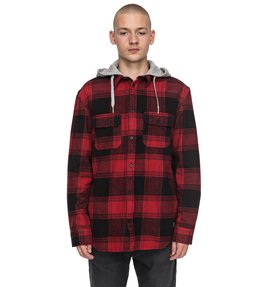 dcshoes, Runnel Flannel - Chemise à manches longues à capuche pour Homme, RIO RED (rrk0) Runnel Flannel - Long Sleeve Hooded Shirt for Men EDYWT03162