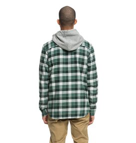 dcshoes, Runnels - Camisa de franela de manga larga con capucha
, HUNTER GREEN (grw0) Runnels - Long Sleeve Hooded Flannel Shirt EDYWT03201