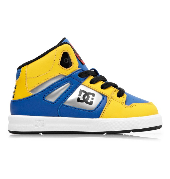 dcshoes, Rebound UL - Mid-Top Elastic-Laced Shoes for Toddlers, BLUE/YELLOW (byl) 0 Rebound UL - Mid-Top Elastic-Laced Shoes for Toddlers 320167 DC Shoes