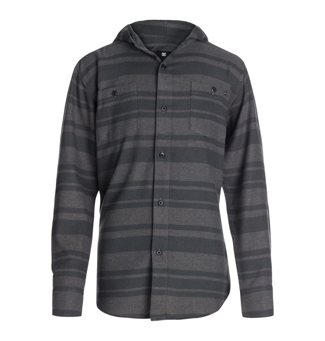 STRIPPER FLANNEL WVN HOODY 50464053 0 Boy's 8-16 Striped Flannel Hooded Shirt 50464053 DC Shoes