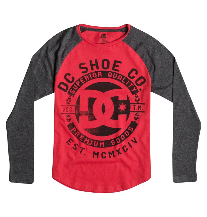 dcshoes, Kid's 2-7 Chain Raglan Tee, Tango Red - Solid (rrh0) 0 Kid's 2-7 Chain Raglan Tee 50654924 DC Shoes