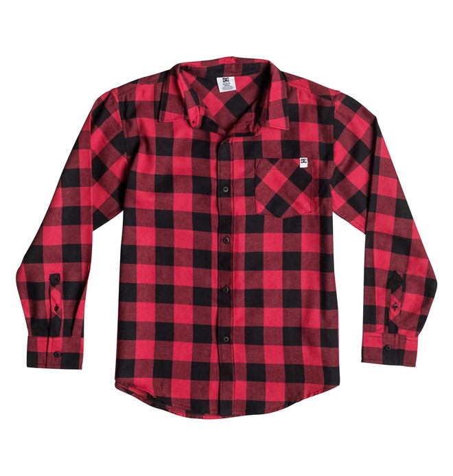 dcshoes, Boy's 8-16 Peak Flannel Shirt, Tango Red - Solid (rrh0) 0 Boy's 8-16 Peak Flannel Shirt 50664112 DC Shoes