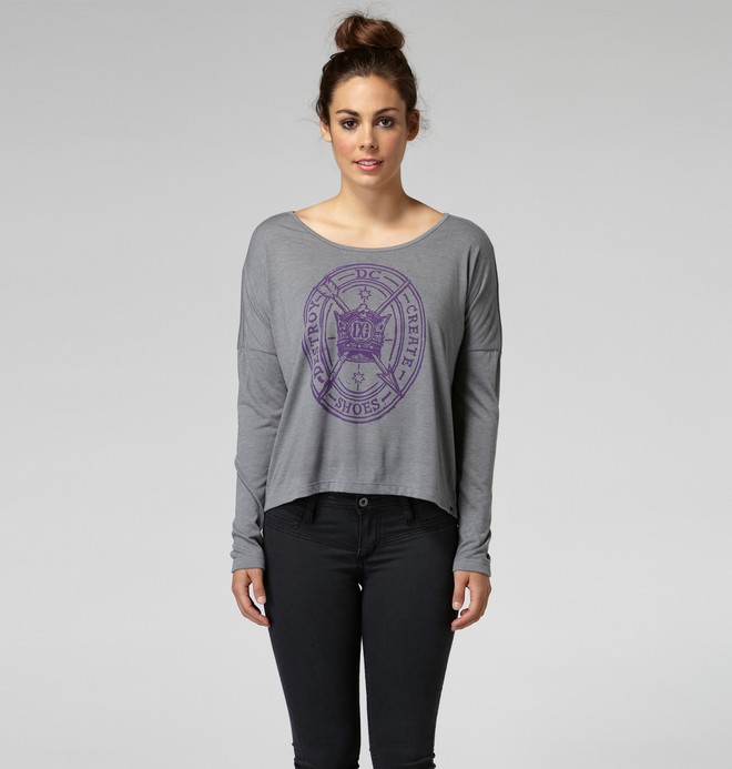 dcshoes, Women's Sorrow Longsleeve Tee, HEATHER STONE (hst) 0 Women's Sorrow Longsleeve Tee 66210037 DC Shoes