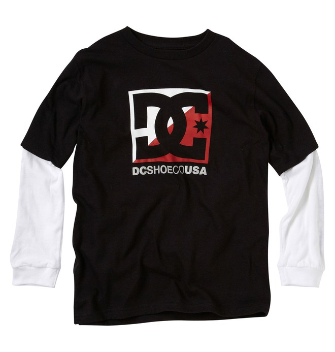 dcshoes, Boys Cross Str 2Fer Tee, BLACK (blk) 0 Boys Cross Str 2Fer Tee 75210022 DC Shoes