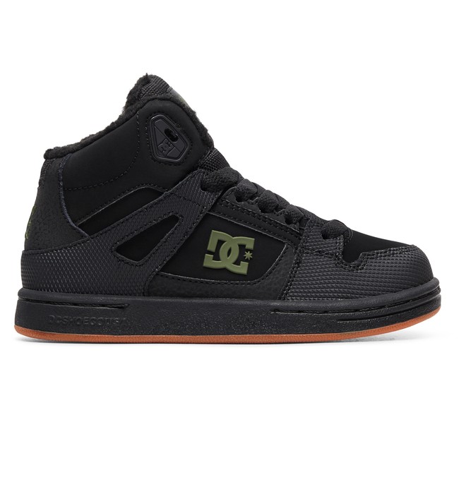 dcshoes, Boy's 8-16 Pure WNT Winter High-Top Boots, BLACK/BLACK/GREEN (xkkg) 0 Boy's 8-16 Pure WNT Winter High-Top Boots Black ADBS100245 DC Shoes