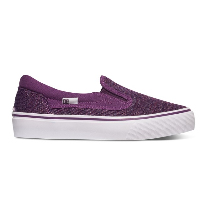 dcshoes, Girl's Trase TX SE Slip On Shoes, PURPLE/WHITE (pwh) 0 Girl's Trase TX SE Slip On Shoes ADBS300225 DC Shoes