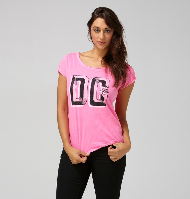 dcshoes, Women's Signage Tee, HOT PINK (hpn) 0 Women's Signage Tee ADJZT00016 DC Shoes