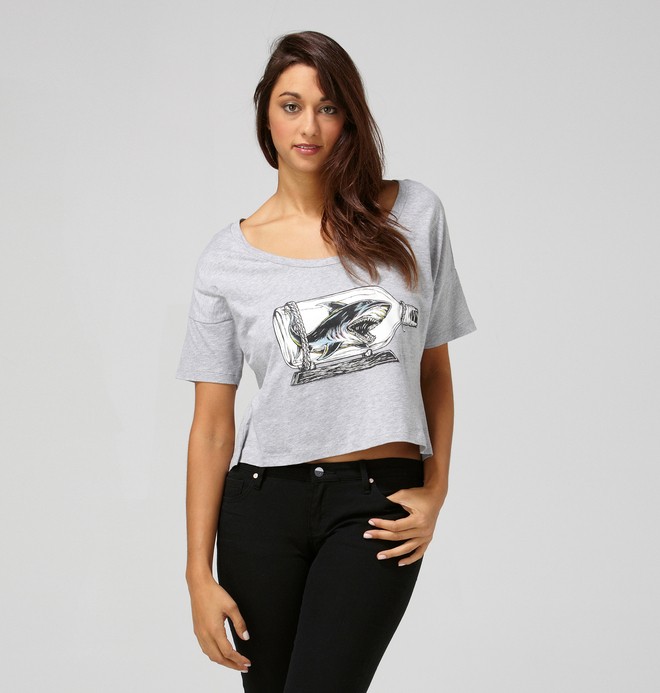 dcshoes, Women's Shark Attack Tee, HEATHER GREY (grh) 0 Women's Shark Attack Tee ADJZT00019 DC Shoes