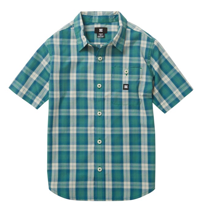 dcshoes, kid's Deeps SS Shirt, BOTTLE GREEN PLAID (gnm1) 0 kid's Deeps SS Shirt ADKWT00012 DC Shoes