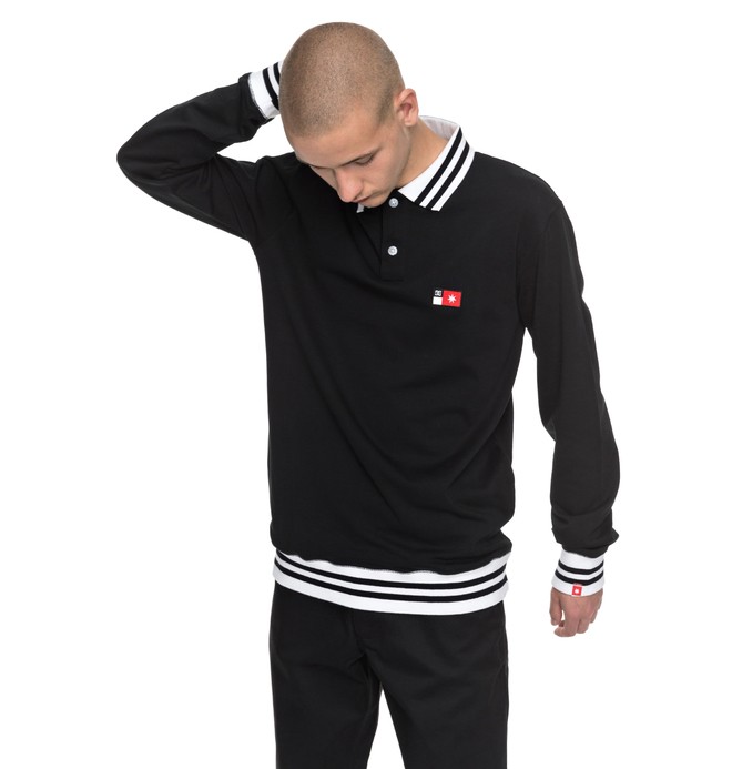 dcshoes, Men's Skate Long Sleeve Polo Shirt, BLACK (kvj0) 0 Men's Skate Long Sleeve Polo Shirt ADYKT03106 DC Shoes