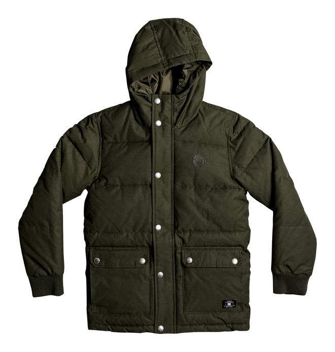 dcshoes, Aydon - Padded Hooded Jacket for Boys 8-16, DARK OLIVE (csn0) 0 Aydon - Padded Hooded Jacket for Boys 8-16 Brown EDBJK03023 DC Shoes