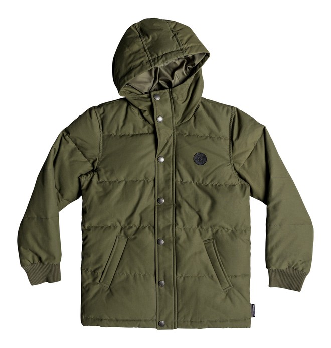 dcshoes, Aydon - Water-Resistant Hooded Puffer Jacket for Boys 8-16, BURNT OLIVE (gpz0) 0 Aydon - Water-Resistant Hooded Puffer Jacket for Boys 8-16 Green EDBJK03036 DC Shoes