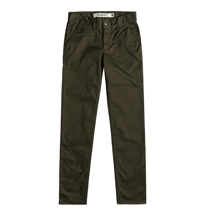 dcshoes, Boy's 8-16 Worker Slim Fit Chinos, DARK OLIVE (kry0) 0 Boy's 8-16 Worker Slim Fit Chinos EDBNP03021 DC Shoes
