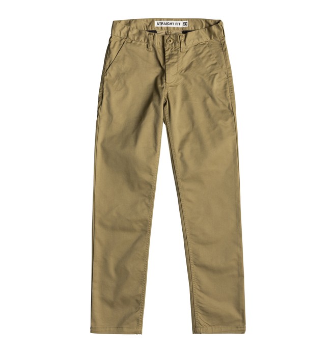 dcshoes, Boy's 8-16 Worker Straight Fit Chinos, KHAKI (clm0) 0 Boy's 8-16 Worker Straight Fit Chinos Brown EDBNP03022 DC Shoes