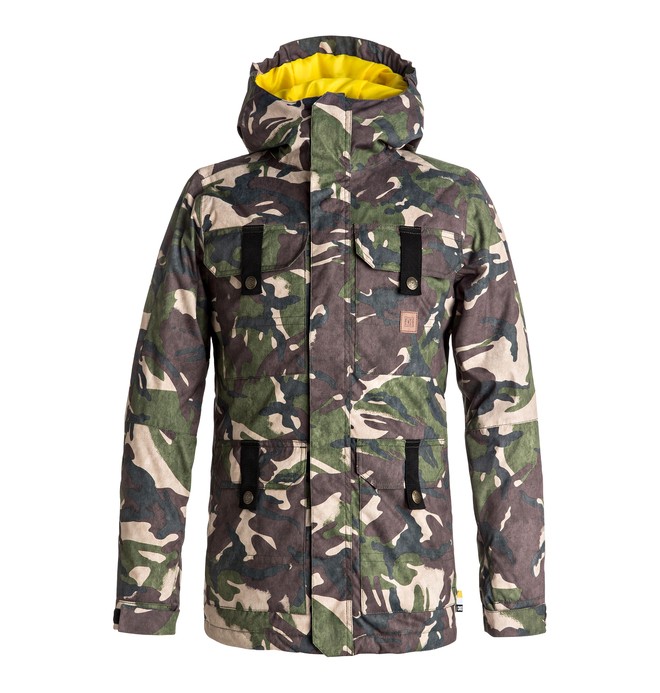 dcshoes, Servo - Snowboardjack voor Jongens 8-16, BRITISH WOODLAND CAMO YOUTH (gry6) 0 Servo - Snowboardjack voor Jongens 8-16 Green EDBTJ03017 DC Shoes
