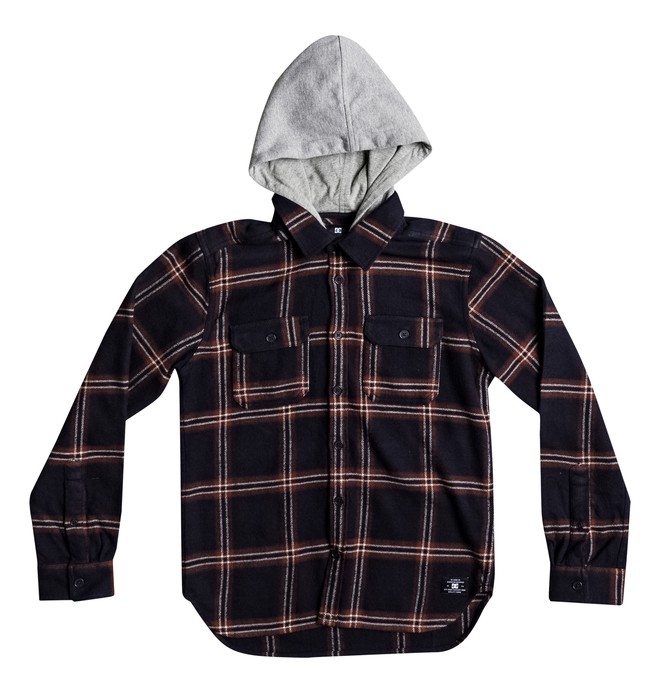 dcshoes, Kids Runnel Long Sleeve Hooded Shirt, DARK INDIGO (byj0) 0 Kids Runnel Long Sleeve Hooded Shirt EDBWT03038 DC Shoes