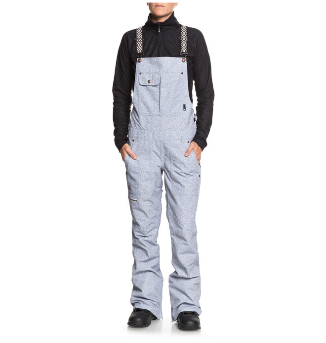dcshoes, Women's Collective Snow Bib Pants, LIGHT BLUE ACID WASH DENIM B (bfw6) 0 Women's Collective Snow Bib Pants Blue EDJTP03016 DC Shoes