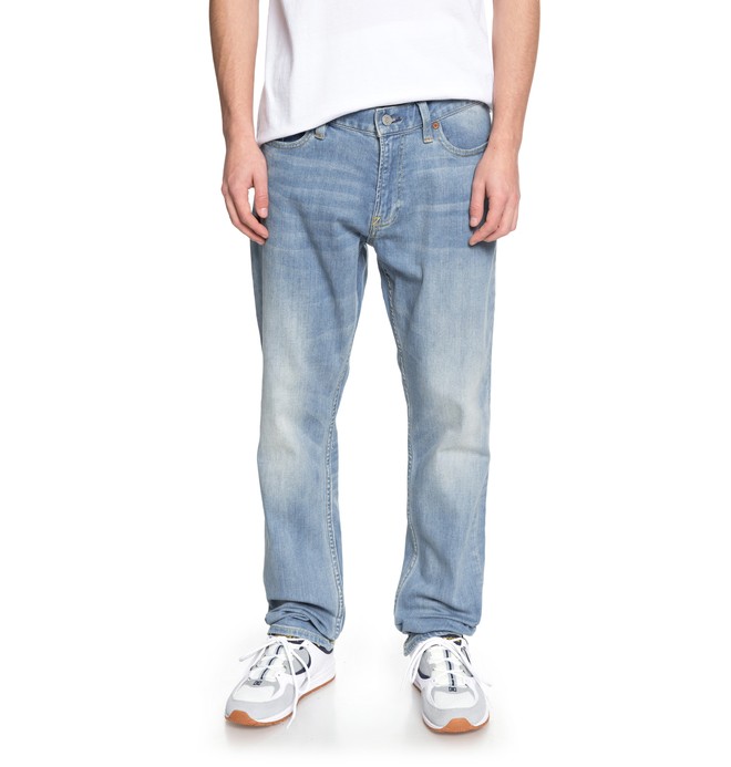 dcshoes, Men's Worker Light Indigo Blue Straight Fit Jeans, LIGHT INDIGO BLEACH (bfgw) 0 Men's Worker Light Indigo Blue Straight Fit Jeans EDYDP03354 DC Shoes