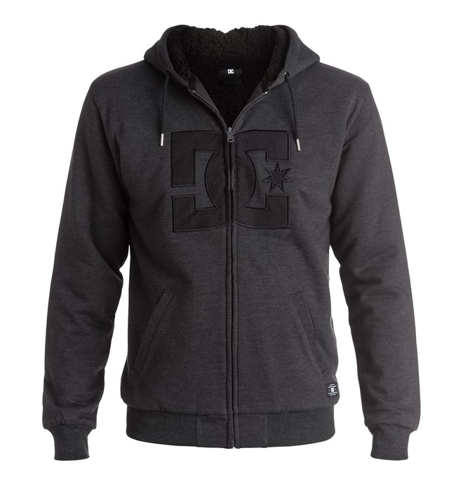 dcshoes, Men's Star Sherpa Zip Up Hoodie, CHARCOAL HEATHER (kteh) 0 Men's Star Sherpa Zip Up Hoodie EDYFT03236 DC Shoes