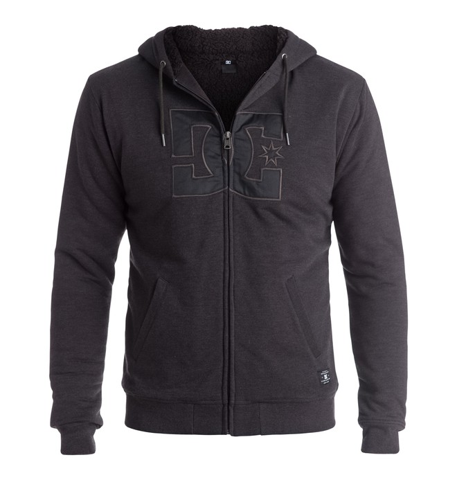 dcshoes, Men's Star Sherpa 3 Zip Up Hoodie, LICORICE (ktf0) 0 Men's Star Sherpa 3 Zip Up Hoodie EDYFT03254 DC Shoes