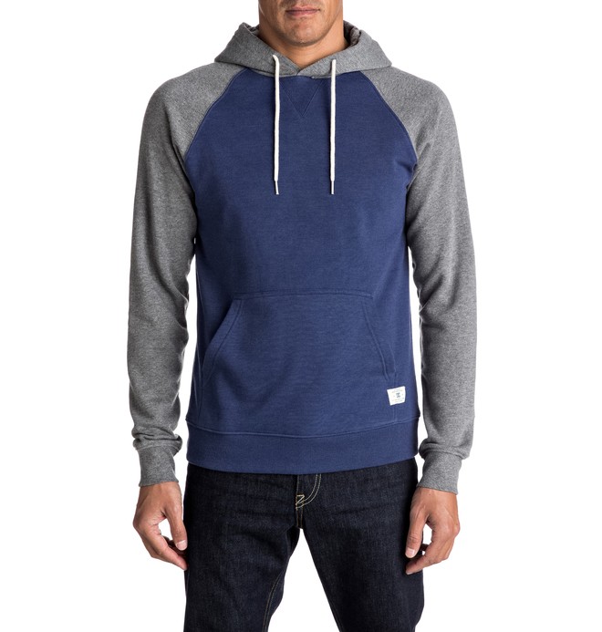 dcshoes, Men's Rebel Raglan Hoodie, SUMMER BLUES/ HEATHER CHARCOAL (xbbs) 0 Men's Rebel Raglan Hoodie EDYFT03277 DC Shoes