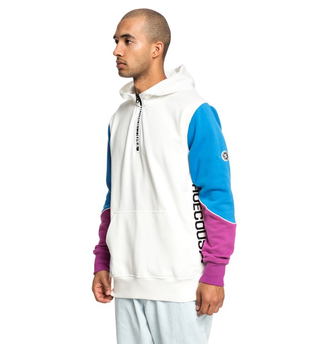 dcshoes, Glynroad - Half-Zip Hoodie for Men, SNOW WHITE (wbb0) 0 Glynroad - Half-Zip Hoodie for Men White EDYFT03430 DC Shoes