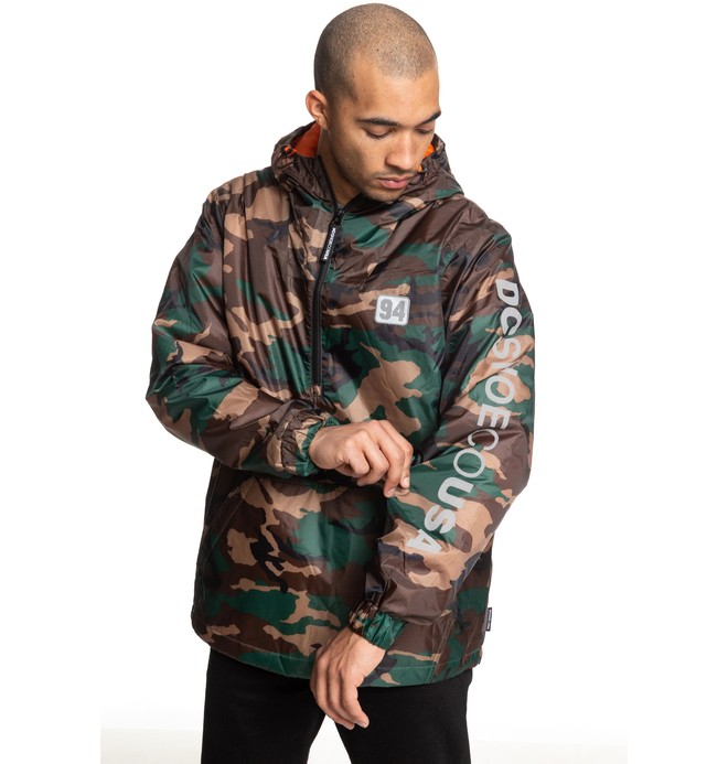 dcshoes, Bolam Camo Water Resistant Half Zip Anorak, CAMO (grw6) 0 Bolam Camo Water Resistant Half Zip Anorak Green EDYJK03184 DC Shoes