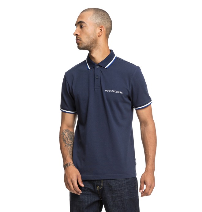 dcshoes, Lakebay Short Sleeve Polo Shirt, BLACK IRIS (btl0) 0 Lakebay Short Sleeve Polo Shirt Blue EDYKT03411 DC Shoes
