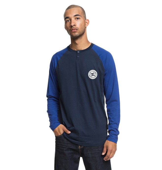 dcshoes, Basic Long Sleeve Henley Top, BLACK IRIS (btl0) 0 Basic Long Sleeve Henley Top Blue EDYKT03414 DC Shoes