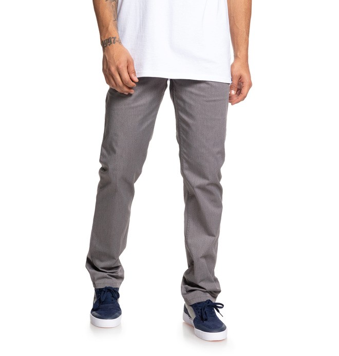 dcshoes, Men's Worker Heather Straight Fit Chinos, GREY HEATHER (knfh) 0 Men's Worker Heather Straight Fit Chinos Black EDYNP03133 DC Shoes