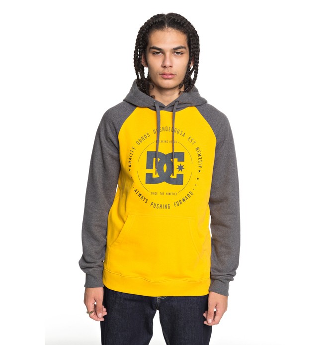 dcshoes, Men's Rebuilt Hoodie, HEATHER CHARCOAL/ OLD GOLD (xkky) 0 Men's Rebuilt Hoodie Black EDYSF03145 DC Shoes