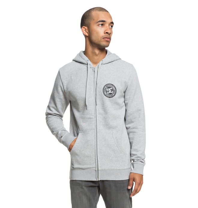 dcshoes, Circle Star Zip-Up Hoodie, GREY HEATHER (knfh) 0 Circle Star Zip-Up Hoodie Black EDYSF03174 DC Shoes