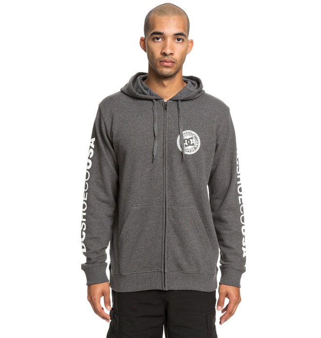 dcshoes, Circle Star - Zip-Up Hoodie for Men, HEATHER CHARCOAL (knyh) 0 Circle Star - Zip-Up Hoodie for Men Black EDYSF03194 DC Shoes
