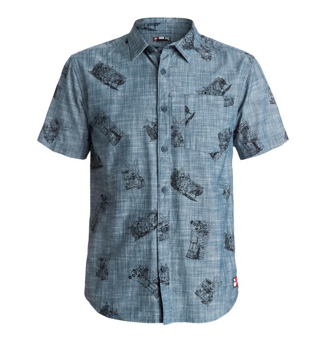 dcshoes, Men's Cliver Woven Short Sleeve Chambray Shirt, SKATEBOARDING PRINT (blq1) 0 Men's Cliver Woven Short Sleeve Chambray Shirt EDYWT03054 DC Shoes
