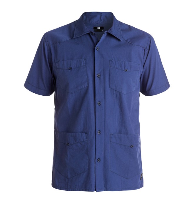 dcshoes, Men's Guayabera Short Sleeve Shirt, VINTAGE INDIGO (bpy0) 0 Men's Guayabera Short Sleeve Shirt EDYWT03075 DC Shoes