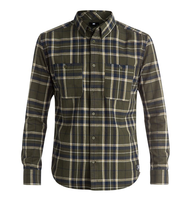 dcshoes, Men's South Ferry Flannel Long Sleeve Shirt, SOUTH FERRY FATIGUE GREEN (cqy1) 0 Men's South Ferry Flannel Long Sleeve Shirt EDYWT03100 DC Shoes