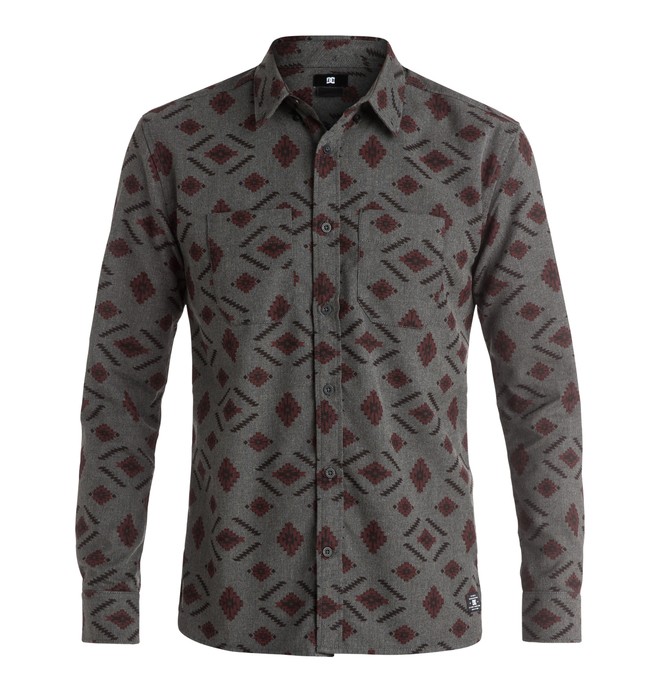 dcshoes, Men's Bowen Dale Flannel Long Sleeve Shirt, HEATHER CHARCOAL ETHNIC PRINT (kte1) 0 Men's Bowen Dale Flannel Long Sleeve Shirt EDYWT03114 DC Shoes