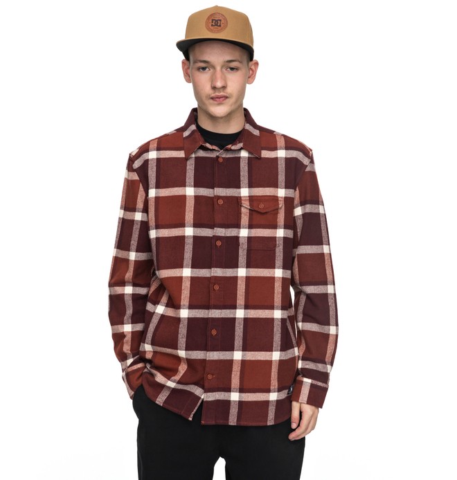 dcshoes, Marsha Flannel - Long Sleeve Shirt for Men, BURNT HENNA (rrj0) 0 Marsha Flannel - Long Sleeve Shirt for Men Red EDYWT03161 DC Shoes