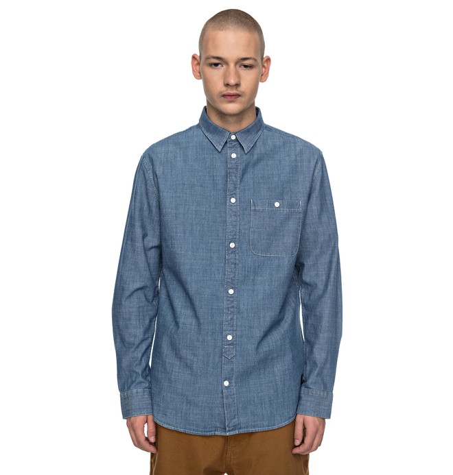 dcshoes, Men's Arrowood Long Sleeve Shirt, INDIGO CHAMBRAY (ktw0) 0 Men's Arrowood Long Sleeve Shirt Black EDYWT03163 DC Shoes