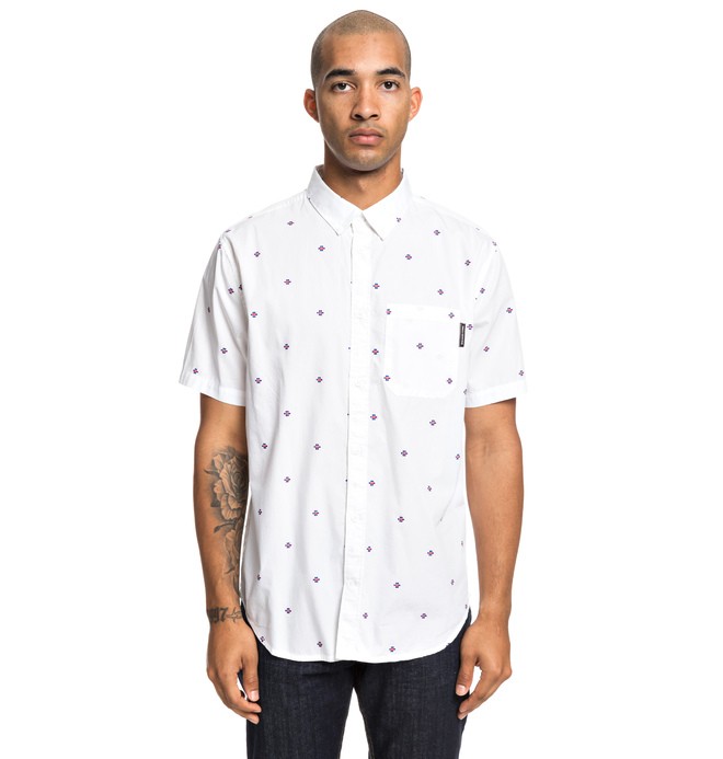 dcshoes, Up Pill Short Sleeve Shirt, SNOW WHITE (wbb0) 0 Up Pill Short Sleeve Shirt White EDYWT03221 DC Shoes