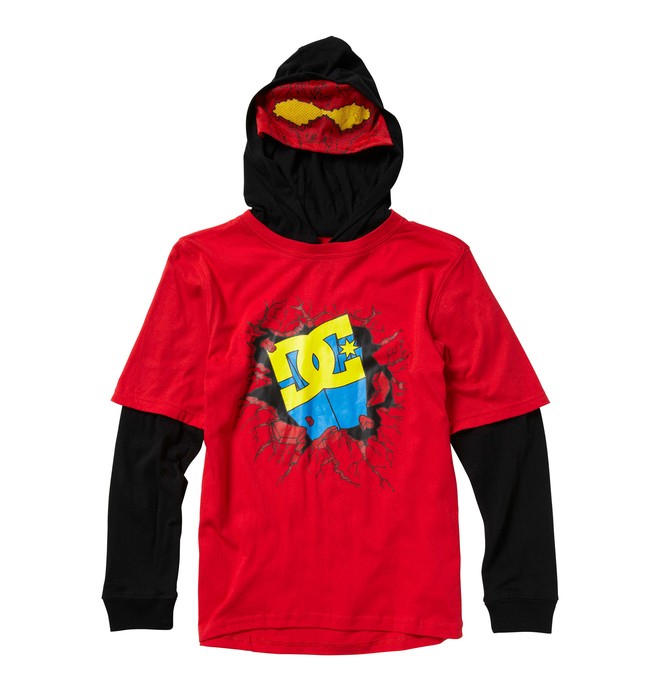 dcshoes, Kid's Super DC 2-Fer Hooded Tee, ATHLETIC RED (ath) 0 Kid's Super DC 2-Fer Hooded Tee K1210002 DC Shoes