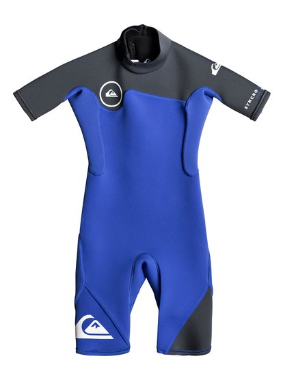 quiksilver, Гидрокостюм с молнией на спине 2mm Syncro Series, HV ROYAL/ GUN METAL/ WHITE (xpkw) 2mm Syncro Series Back Zip FLT - Short Sleeve Spring Suit EQKW503000