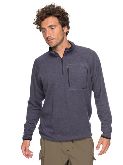 quiksilver, Лонгслив Quiksilver, DARK DENIM HEATHER (brqh) Waterman Quiksilver - Technical Half-Zip Sweatshirt EQMKT03024